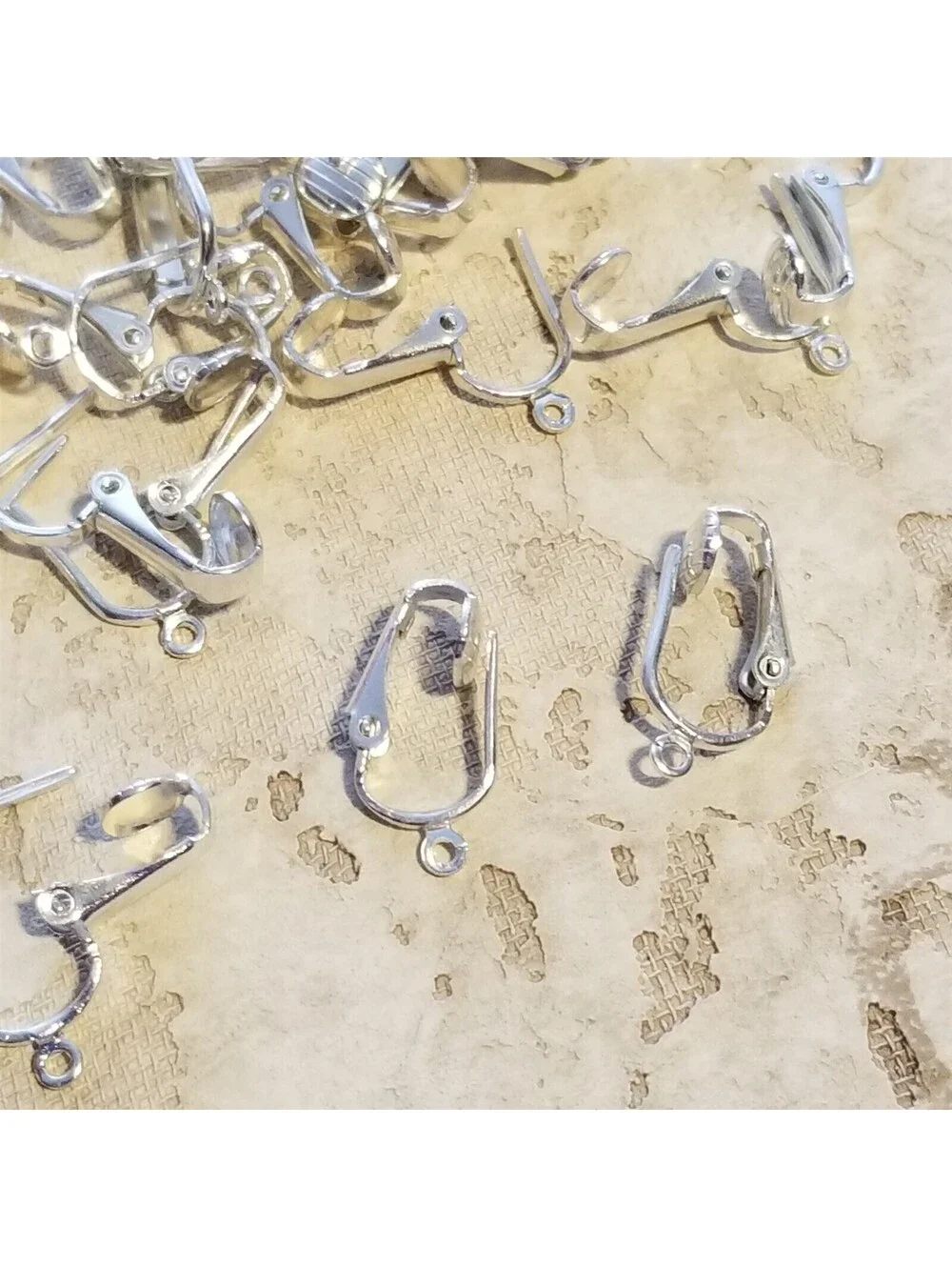 Clip On Pierced Look Earring Hooks Findings Silver Plated 10 pcs